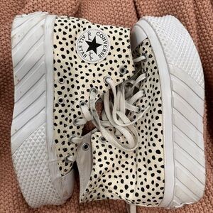 Converse Black and White High-Top Sneakers with Spotted Pattern